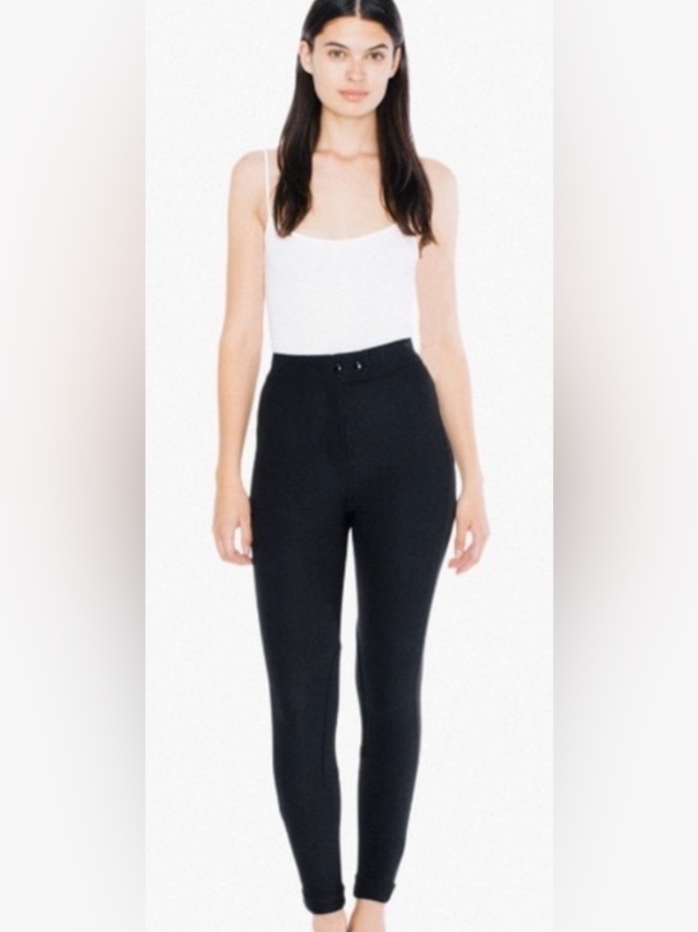 American Apparel Ribbed Riding Pants Black Compression High Waist Leggings Med